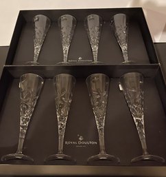 New Royal Doulton Central Park Crystal Champagne Flutes