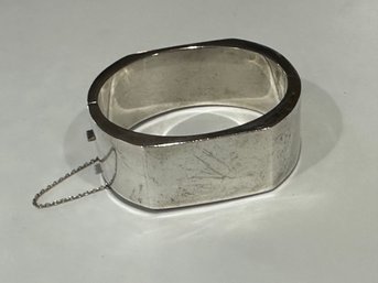 Gorgeous Heavy Modernist Sterling Hinged Bangle