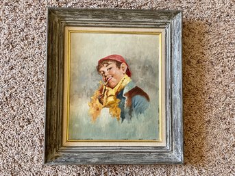 Antique Oil Painting Of A Young Boy