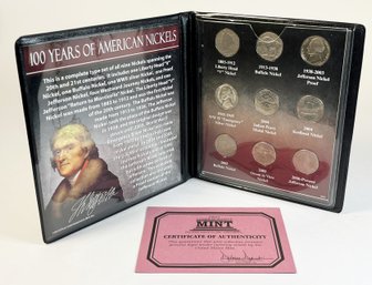 100 Years Of American Nickels Nickels- 9 Coin Set With Info/history In Folder