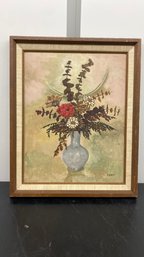 Signed F Koblin Oil On Canvas 13.5x16.5in Flowers Oil On Canvas