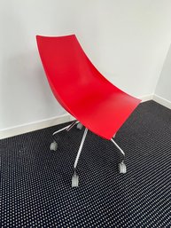 Red Composite Rolling Desk Chair With Adjustable Seat