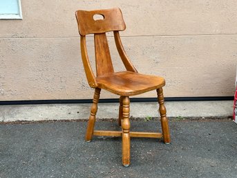 A Vintage Wooden Side Chair With Turned Posts & X-Stretchers