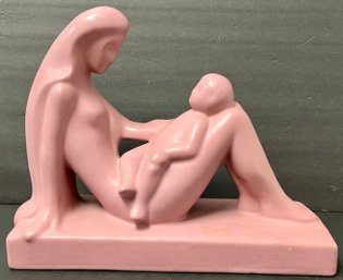 Vintage Haeger - Pink Mother & Child Figurine Decorative Sculpture - 14 X 5.25 X 11 H