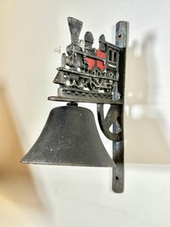 Vintage Black And Red Cast Iron- Locomotive Bell