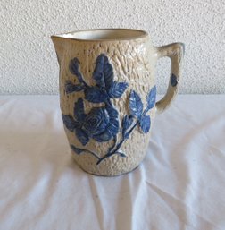 Antique Utica Salt Glaze Pottery Pitcher Floral