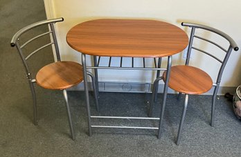 Adorable Brown Wood Grain Breakfast Table & 2 Chairs (A)