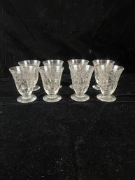 Set Of Etched Glass Dessert Glasses - Set Of 8