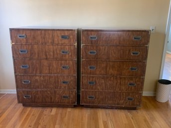 Pair Of Tall Five Drawer Campaign Chest,  Manufactured By Dixie, Lexington, KY