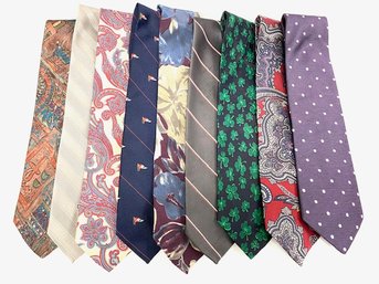 Grouping Of Men's Vintage Neckties - 9 Pieces