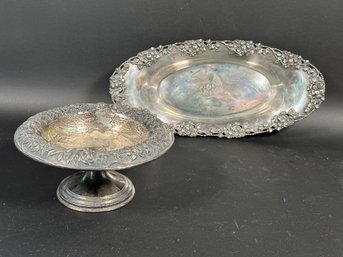 Vintage Sterling Silver Bowl & Footed Dish (616g/19.8 TO)