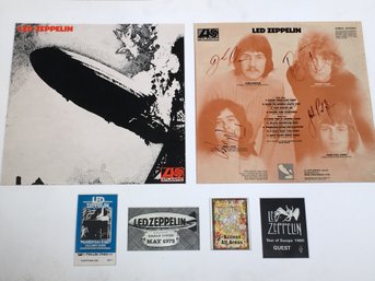 Interesting Signed Led Zeppelin Album - Some Tour Patches / Laminates - Very Cool Piece - Need New Frame