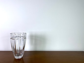 Heavy Crystal Vase With Scalloped Rim