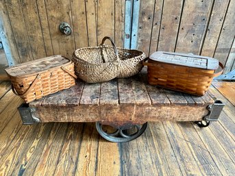 Lot Of Three Assorted Woven Baskets