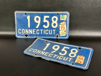 A Pair Of Four-Digit CT License Plates, 1958, From The 60s/70s