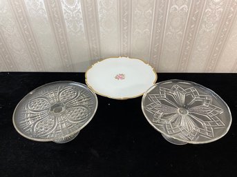 3 Piece Vintage Serving Standing Platters