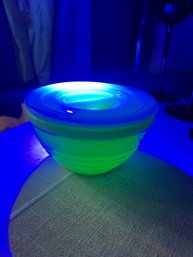 Jadeite Beehive Pattern Drippings Bowl With Lid-glows!