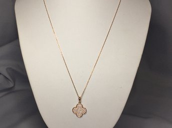 Lovely Van Cleef / VCA Inspired / Style Alhambra Necklace Sterling Silver With 14K Rose Gold Overlay - Nice !