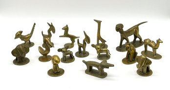 Lot Of Vintage Chinese Solid Brass Mini Animal Figurines
