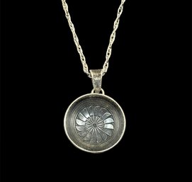 Vintage TSM Sterling Silver Southwestern Concho Pendant Necklace