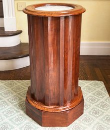 An Antique English Marble Top Bedside Cabinet - Restored