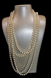 2 Long Faux Pearls Necklace