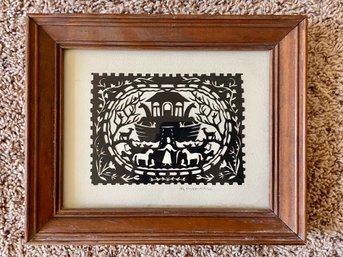 Polly Winkler-Mitchell (American, 1938-2019) Framed Paper Cut Folk Art, Pencil Signed