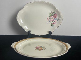 Pair Of Floral China Serving Platters