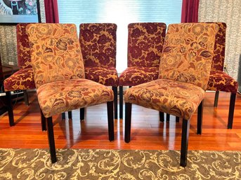 A Set Of 6 Vintage Upholstered Dining Chairs In Contrasting Glam Floral