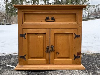 A Rustic Pine Nightstand Or End Table