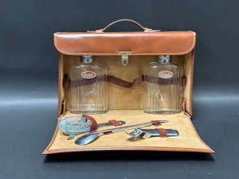 A Vintage Travel Bar In A Leather Case