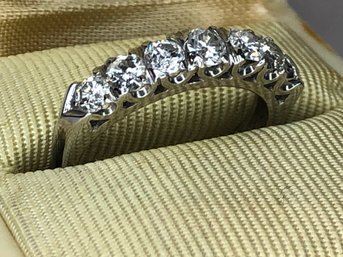 Fantastic Vintage 14K White Gold Ring With Channel Set Diamonds - Very Elegant - Diamonds Have Been Tested