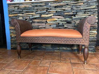 Ethan Allen Peach Cloth Woven Bench