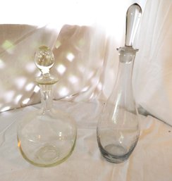 2 Modernist Glass Decanters