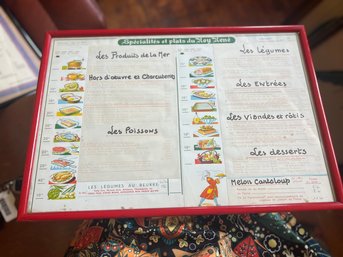 Framed Vintage French Cafe Menu - Du Roy Rene