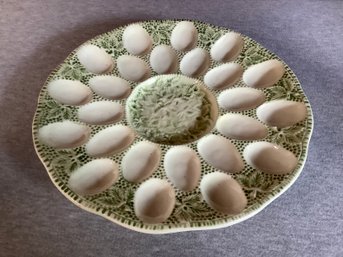 Green And White Deviled Egg Serving Platter