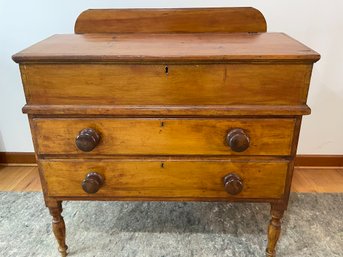 Very Early , Unusual Pine Secretary Desk In Two Pieces.