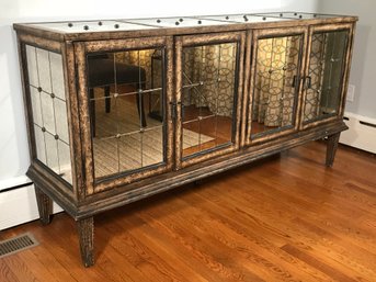 Incredible Vintage Style - Italian Venetian Style Mirrored Cabinet - Amazing Patina - Server - Sideboard - TV