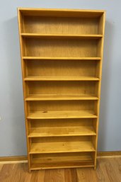 Tall & Slender Eight Shelf Golden Oak Book Case- Lot 2