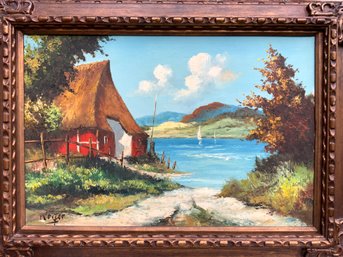 Sailing By A Farmhouse, Painting On Canvas