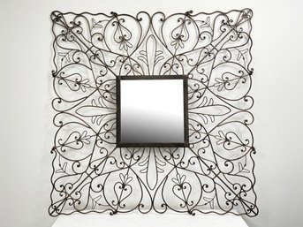 A Large Decorative Art Metal Mirror`