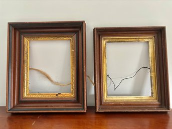 Pair Of Vintage Victorian Oak Frames With Gilt Gold Liner- No Glass