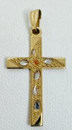 BEAUTIFUL 10K GOLD ETCHED CROSS PENDANT
