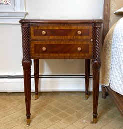 Maitland-Smith Aged Regency Mahogany Finished Two Drawer Occasional Table With Tapered Legs*