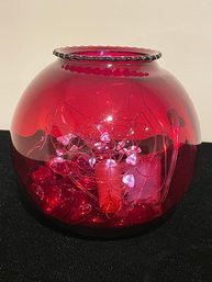 Small Red Glass Decorative Bowl