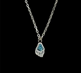 Vintage Sterling Silver Turquoise Inlay Bear Claw Necklace