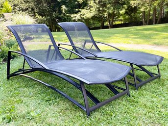 A Pair Of Modern Aluminum And Mesh Outdoor Lounge Chairs By Brown Jordan