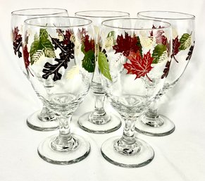 Vintage Set Of 5 Fall Leaves By Libbey