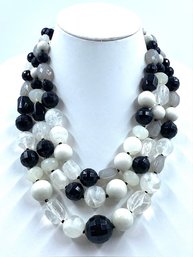 Vintage Chunky Acrylic Tribal Strand Statement Necklace