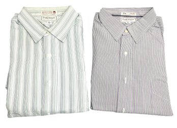 Two Vintage Paul Stuart Cotton Dress Shirts-Size 34- 16 1/2